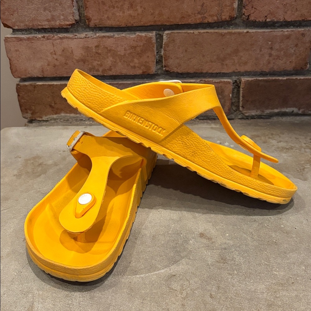 Birkenstock EVA Gizeh essentials thong sandals in orange/ yellow color size 37